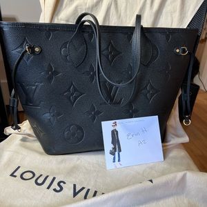 Louis Vuitton Brand New Black Neverfull Empriente Leather. Embossed Leather.